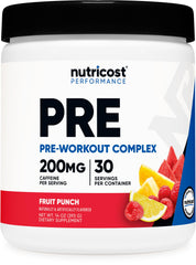 Nutricost Pre-Workout blue raspberry powder ready to mix for focused training