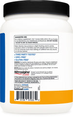 Nutricost Pre-Workout Complex label highlights ingredients and testing