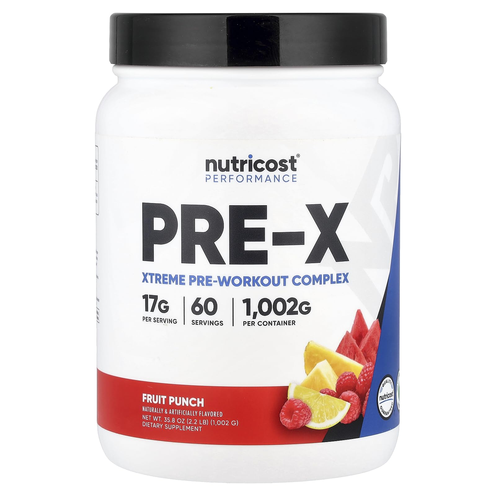 Nutricost Pre-X Xtreme powder with scoop for pre-workout energy and focus