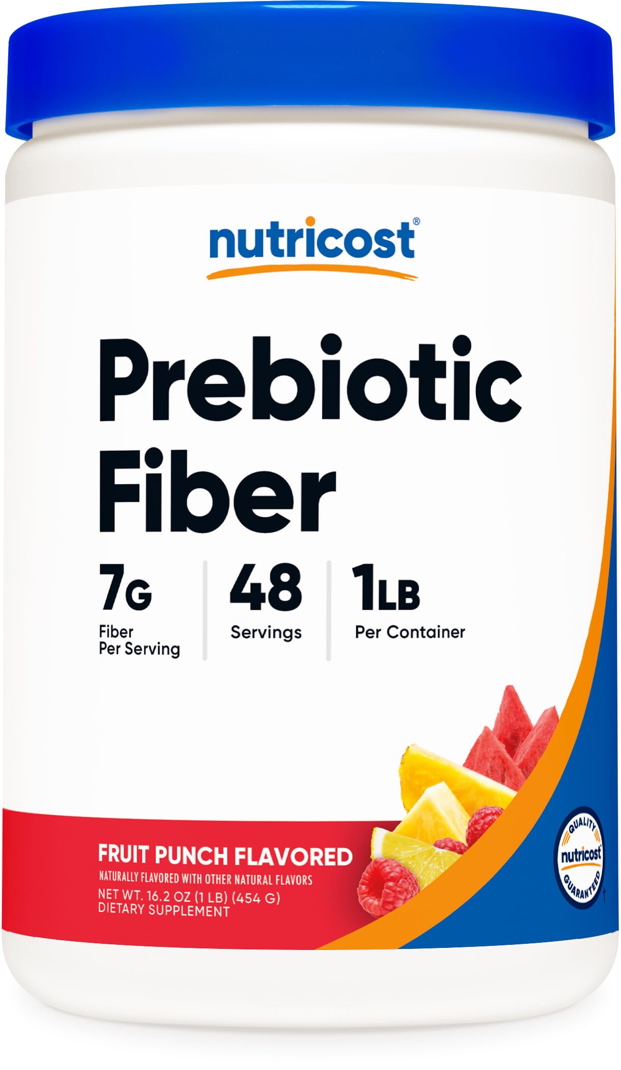 Nutricost Prebiotic Fiber fruit punch bottle for easy daily fiber intake