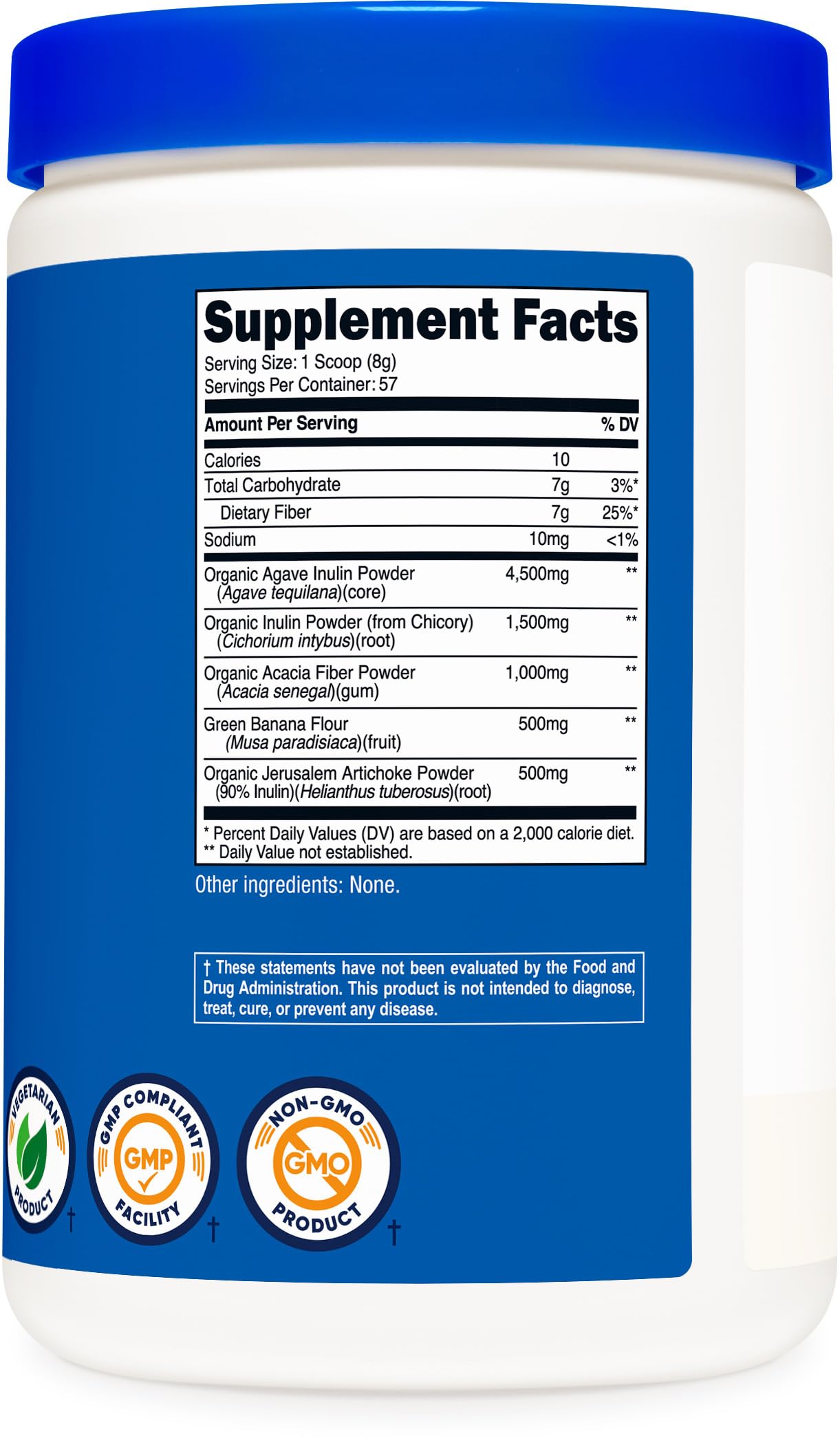 Nutricost Prebiotic Fiber packaging box communicates GMP-compliant quality.