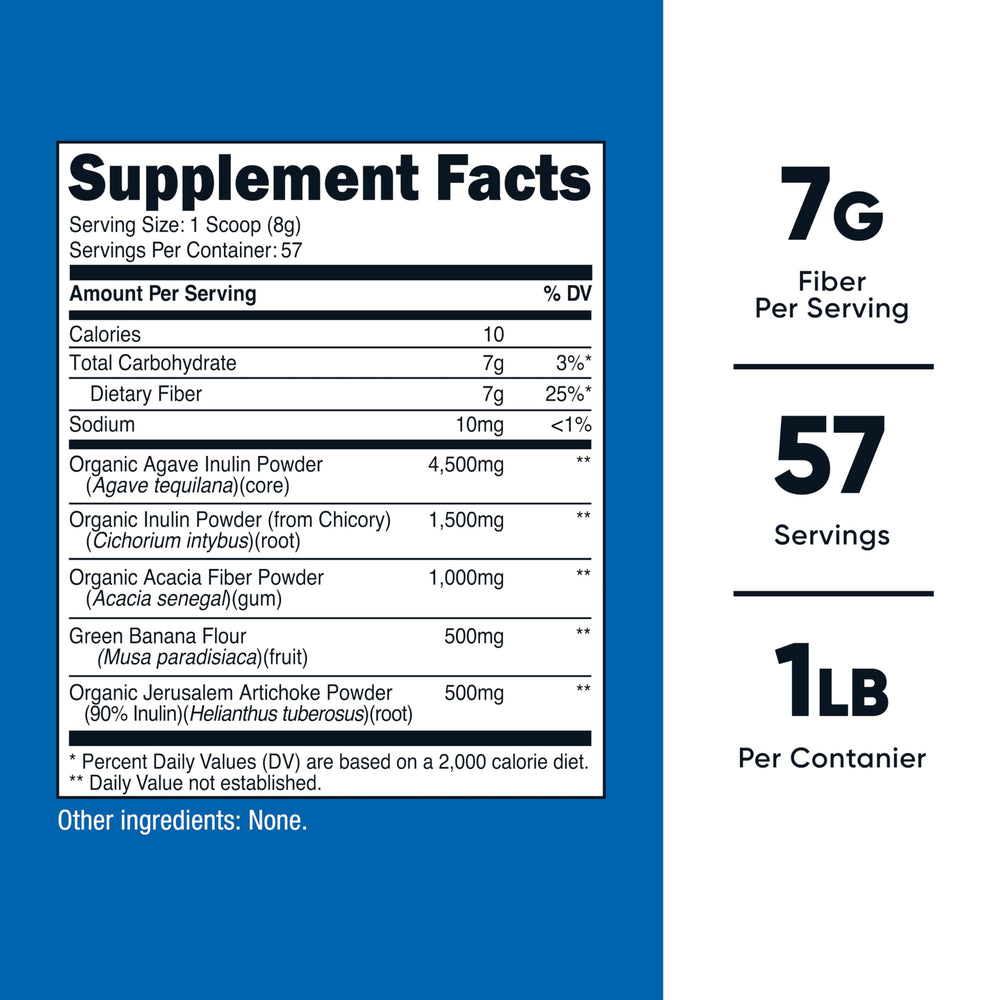 Nutricost Prebiotic Fiber scoop shows precise serving for consistent mixing.