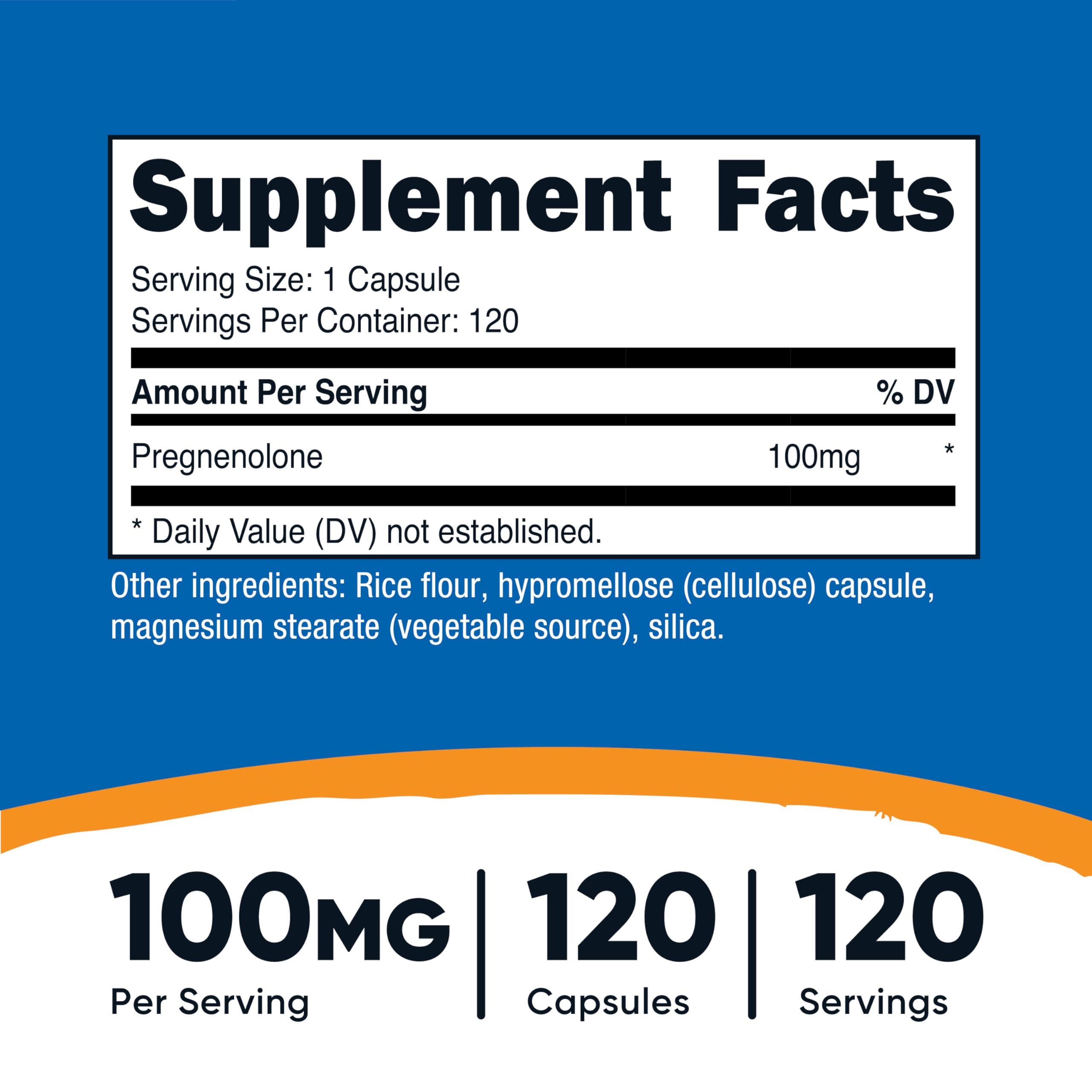 Nutricost Pregnenolone 100mg capsules closeup showcases easy-to-swallow capsules