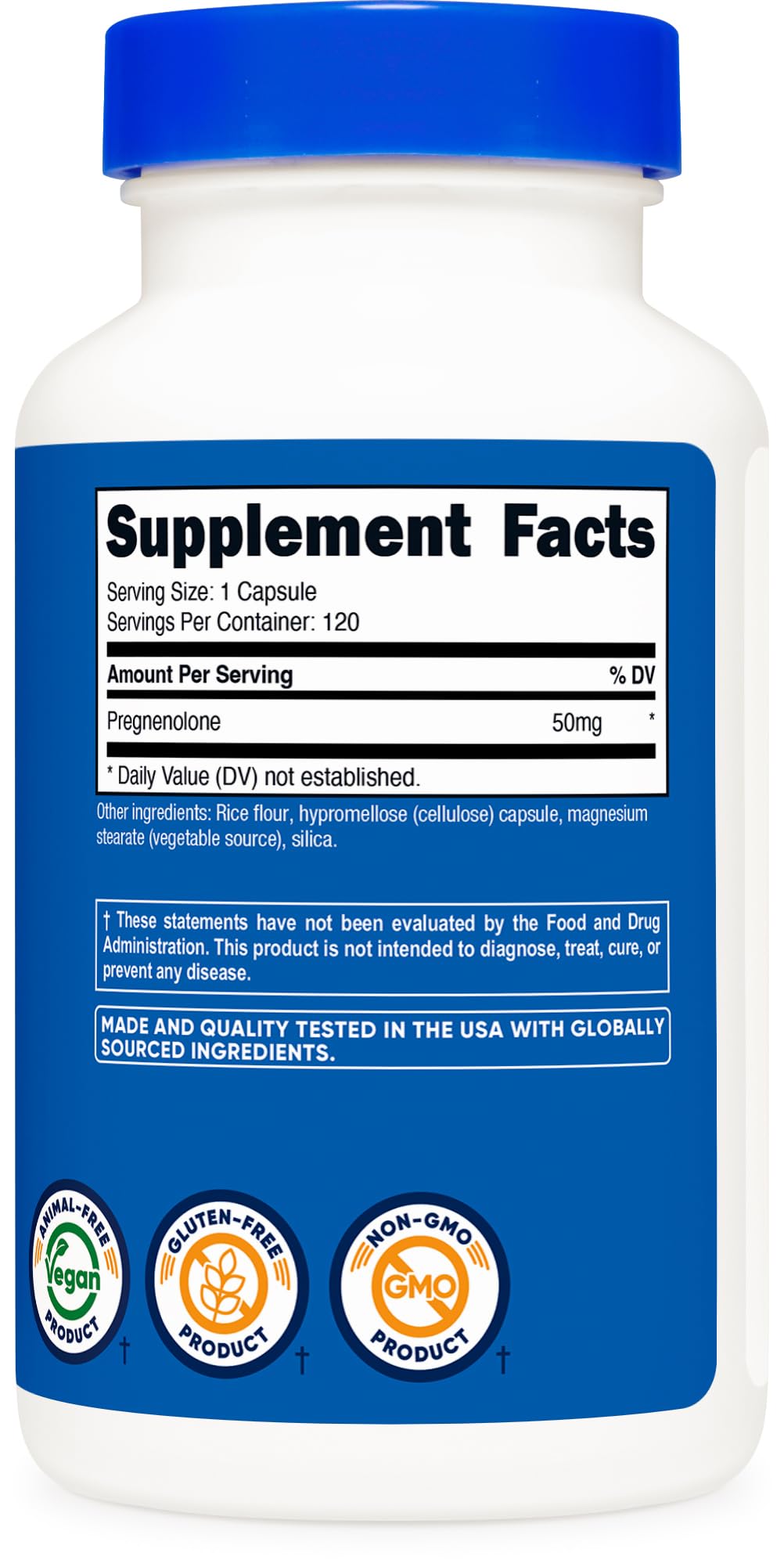 Nutricost Pregnenolone bottle on a shelf as part of a daily routine.