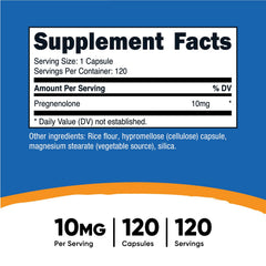 Close-up of Nutricost Pregnenolone capsules highlighting plant-based veggie capsules