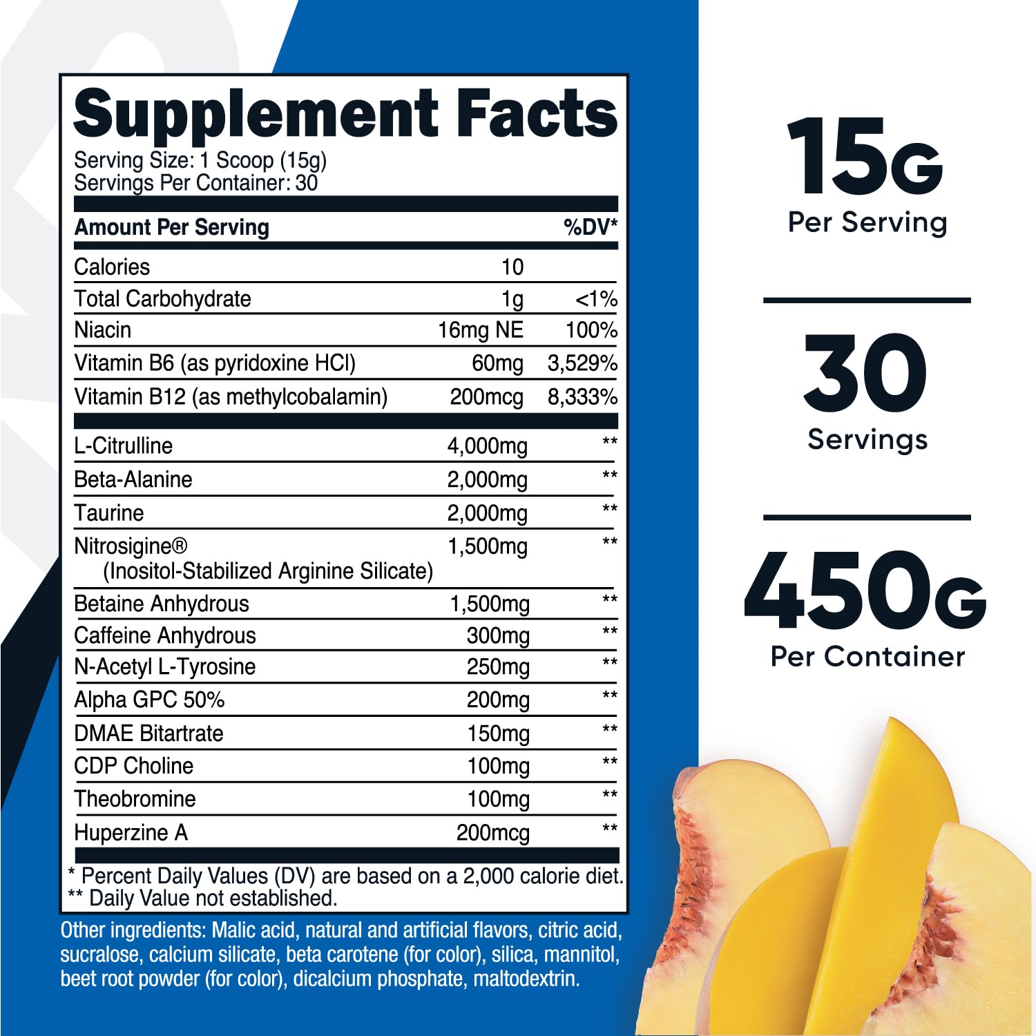 Nutricost Pre-X Xtreme 30 servings label highlighting bottle size