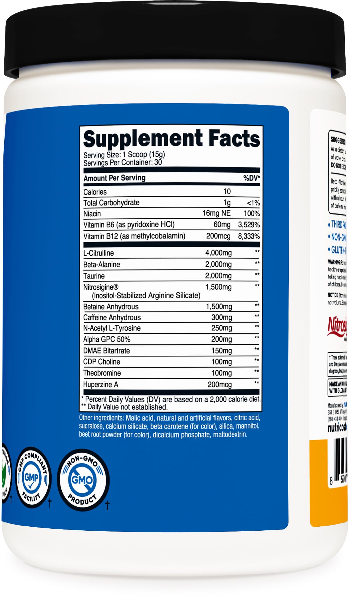 Nutricost Pre-X Xtreme ingredient panel highlights key ingredients