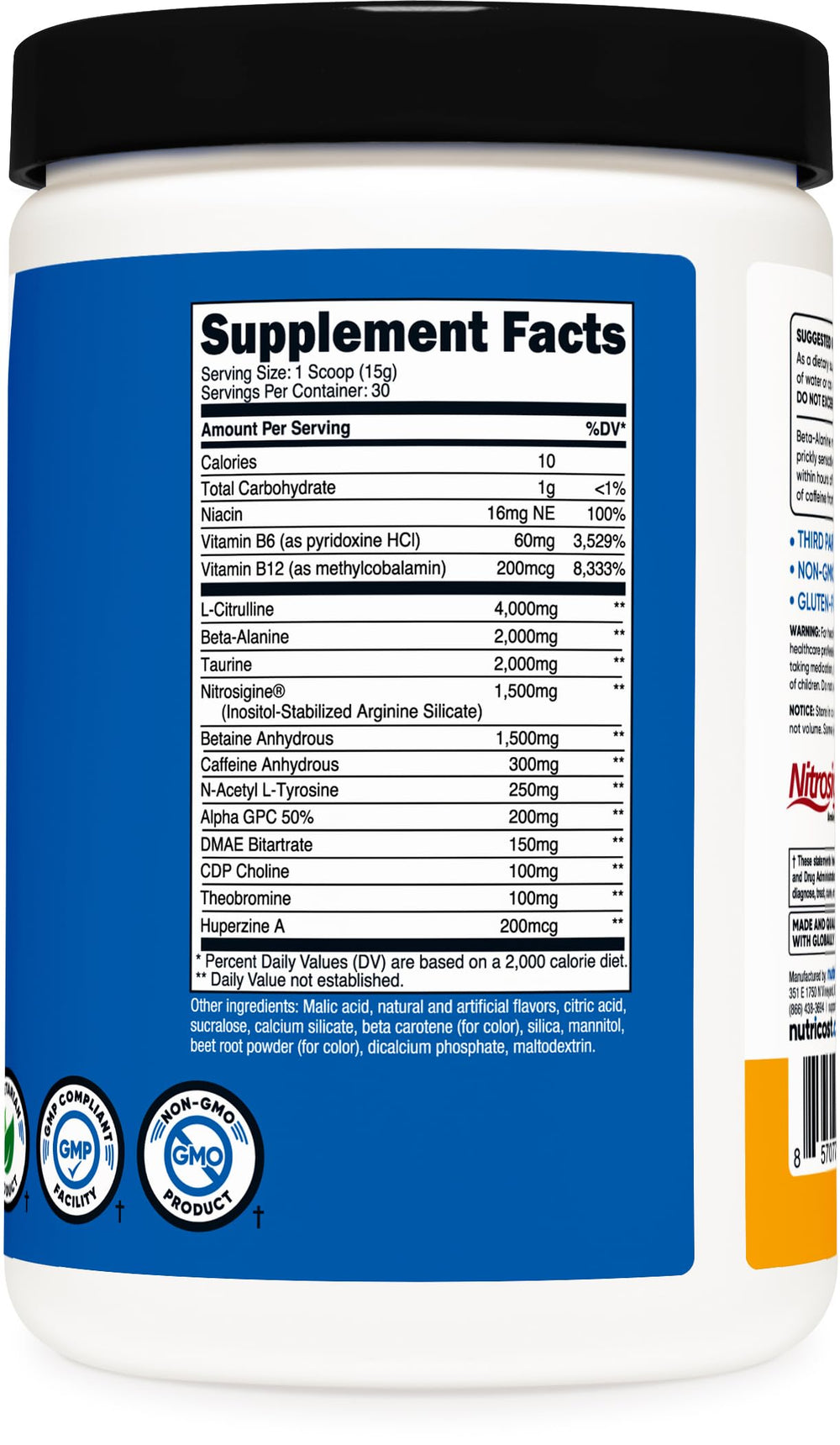 Nutricost Pre-X Xtreme ingredient panel highlights key ingredients