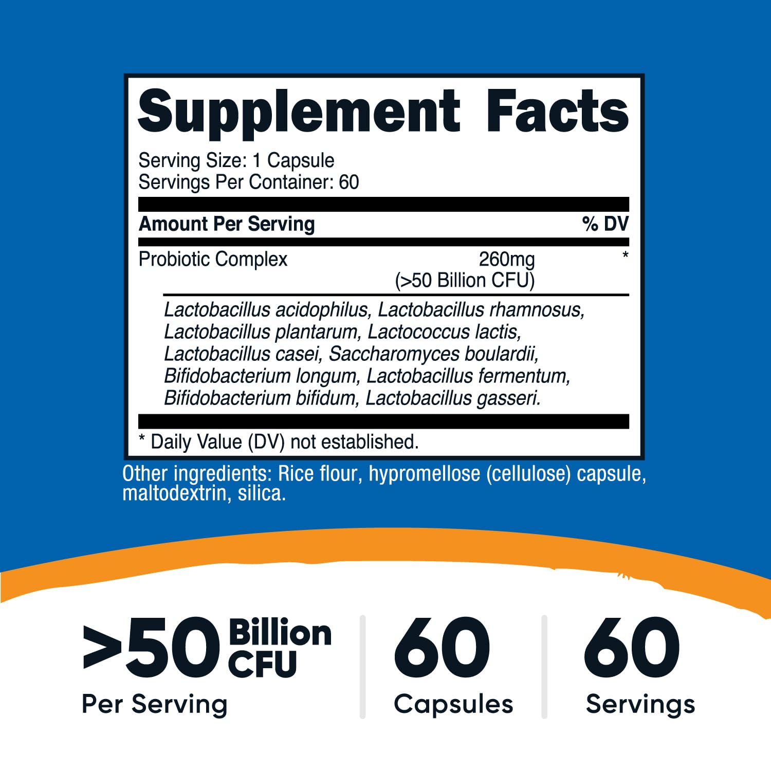Nutricost Probiotic Complex 60-capsule pack for convenient daily dosing
