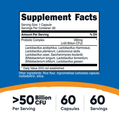 Nutricost Probiotic Complex 60-capsule pack for convenient daily dosing