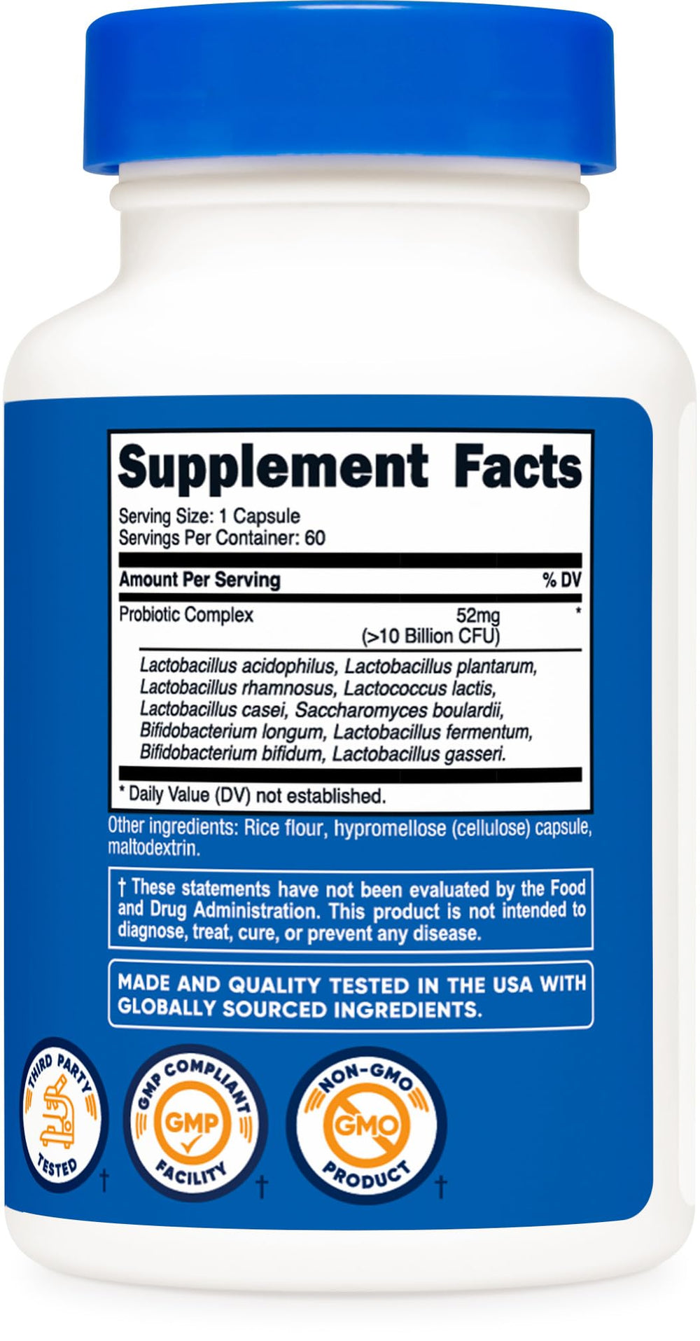 Nutricost Probiotic Complex capsule close-up reveals smooth texture and quality.