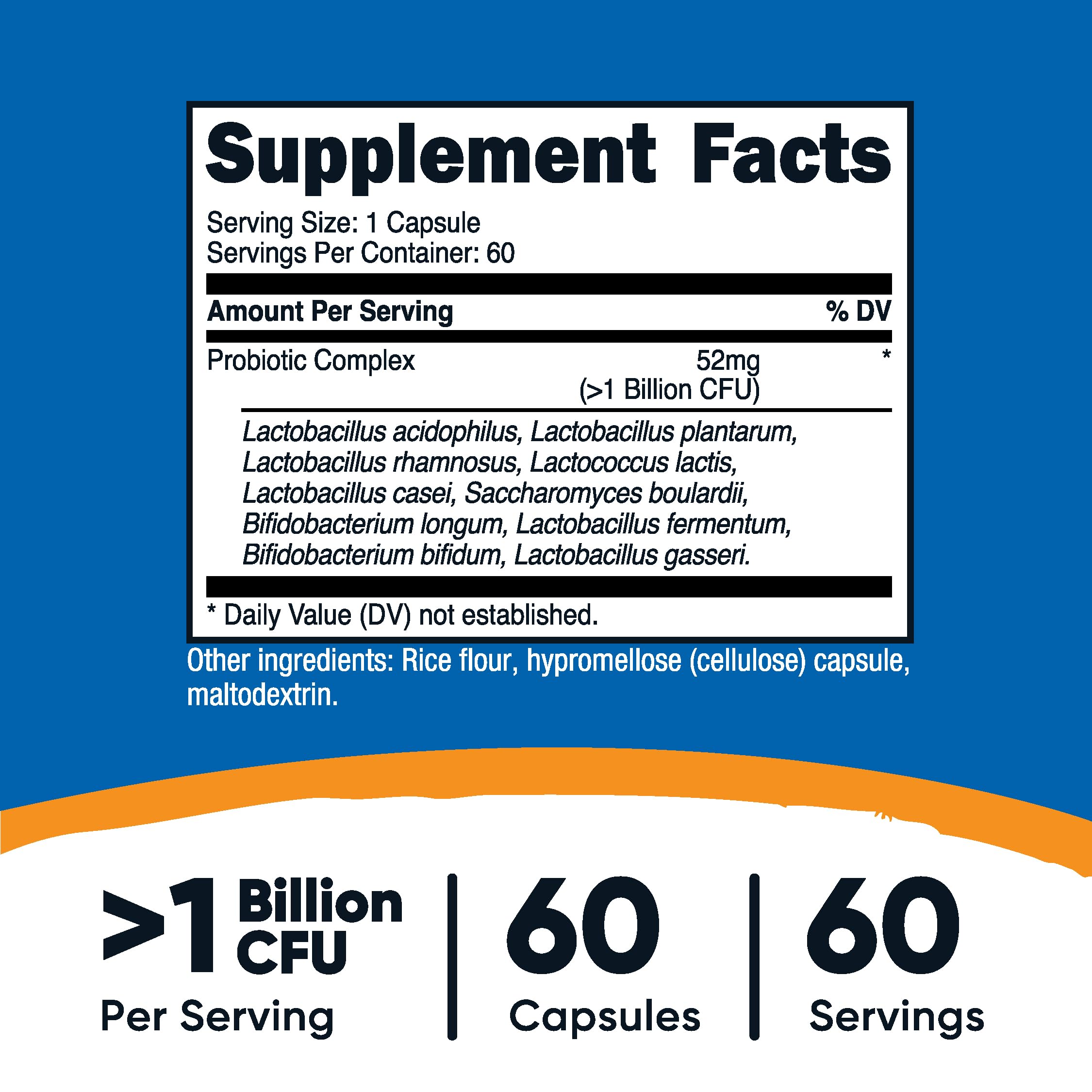 Close-up of Nutricost Probiotic Complex capsules for convenient daily use.