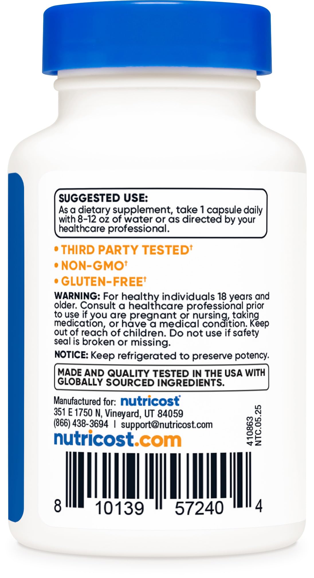 Nutricost Probiotic Complex non-GMO and gluten-free formula for inclusive diets