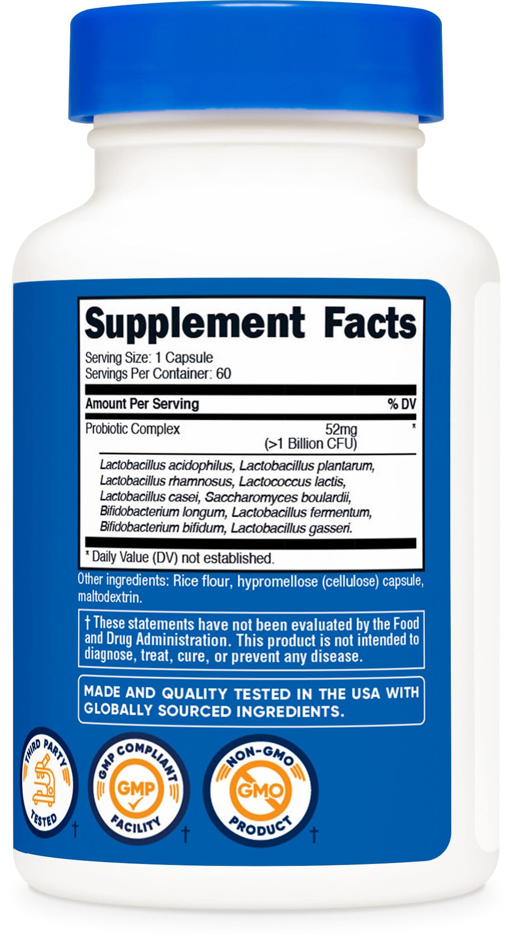 Nutricost Probiotic Complex bottle on shelf ready to add to routine.