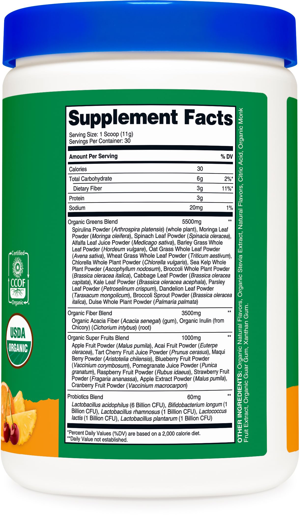 Nutricost probiotic and fiber blend ingredients highlighted on label.