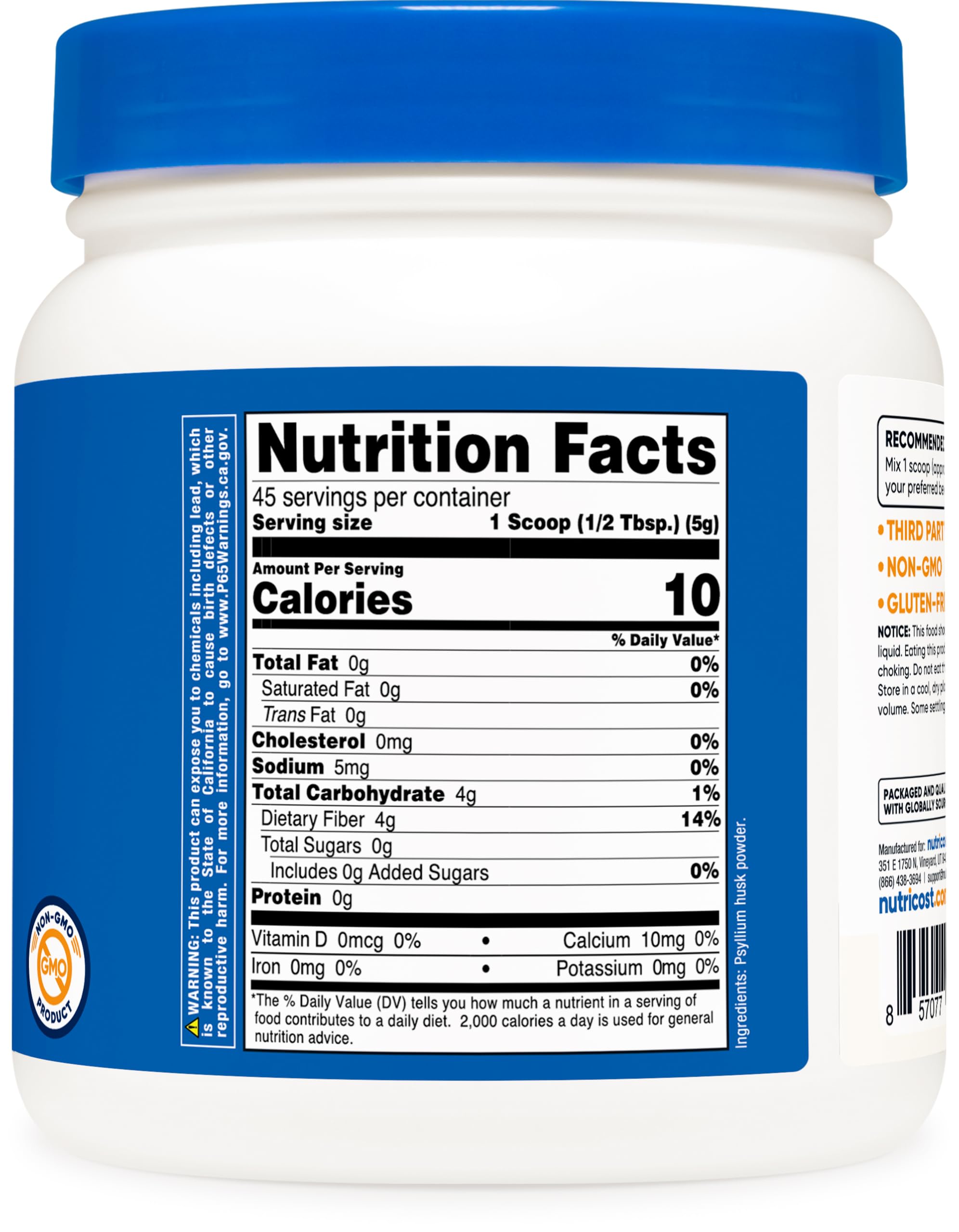Nutricost Psyllium Husk Flakes used in fiber-rich meal prep