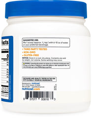 Nutricost psyllium powder jar on kitchen counter with measuring spoon.
