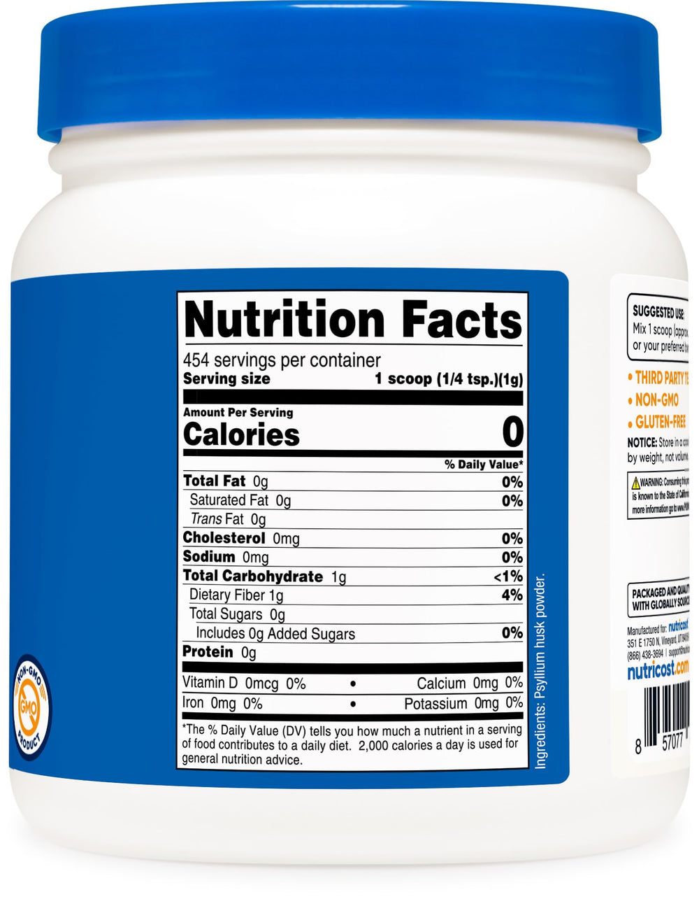 Container and scoop next to fiber supplement for easy daily use.