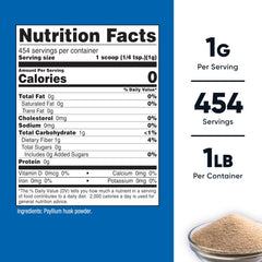 Nutricost psyllium powder scoop beside tub, convenient for measuring fiber intake.