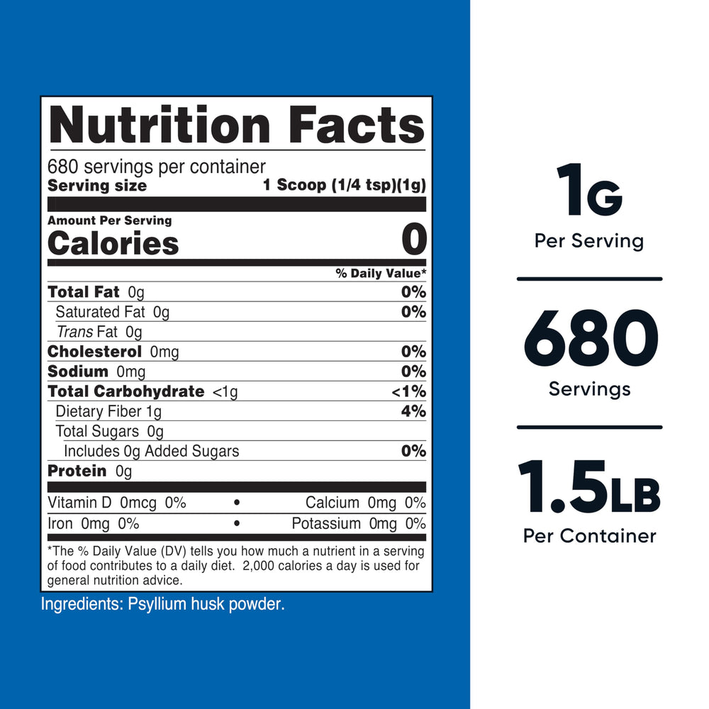 Nutricost psyllium husk powder unflavored scoop demonstrates easy mixing into shakes.