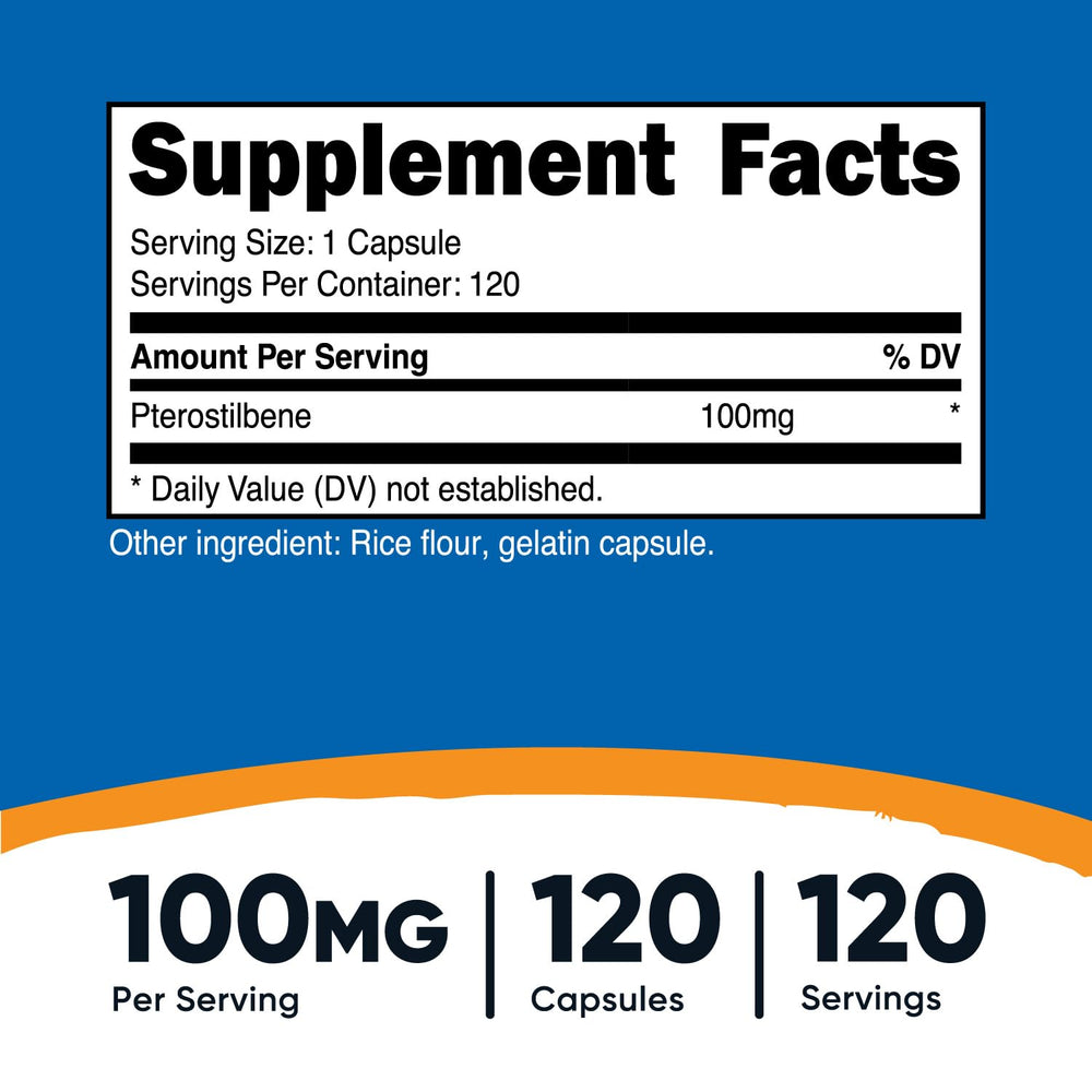 Nutricost Pterostilbene 100mg close-up highlights high-potency capsules for routine use.