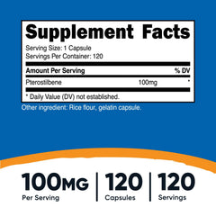 Nutricost Pterostilbene 100mg close-up highlights high-potency capsules for routine use.