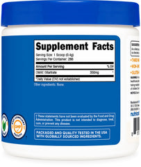 Nutricost Pure DMAE-Bitartrate powder with scoop; convenient measuring for precise servings