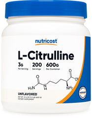 Nutricost Pure L-Citrulline base powder bottle for clean daily supplementation