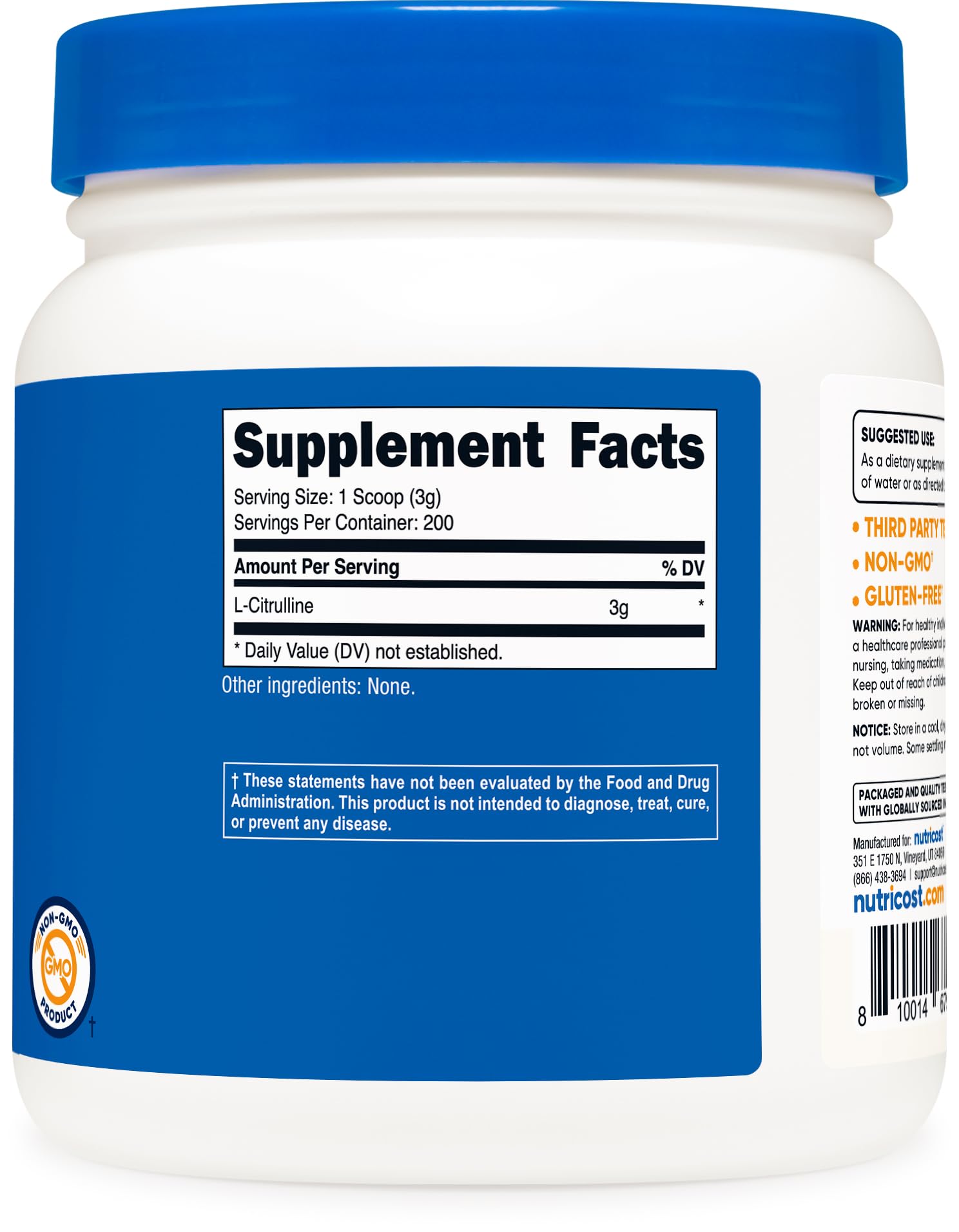 Nutricost L-Citrulline base mixed in glass, easy beverage addition