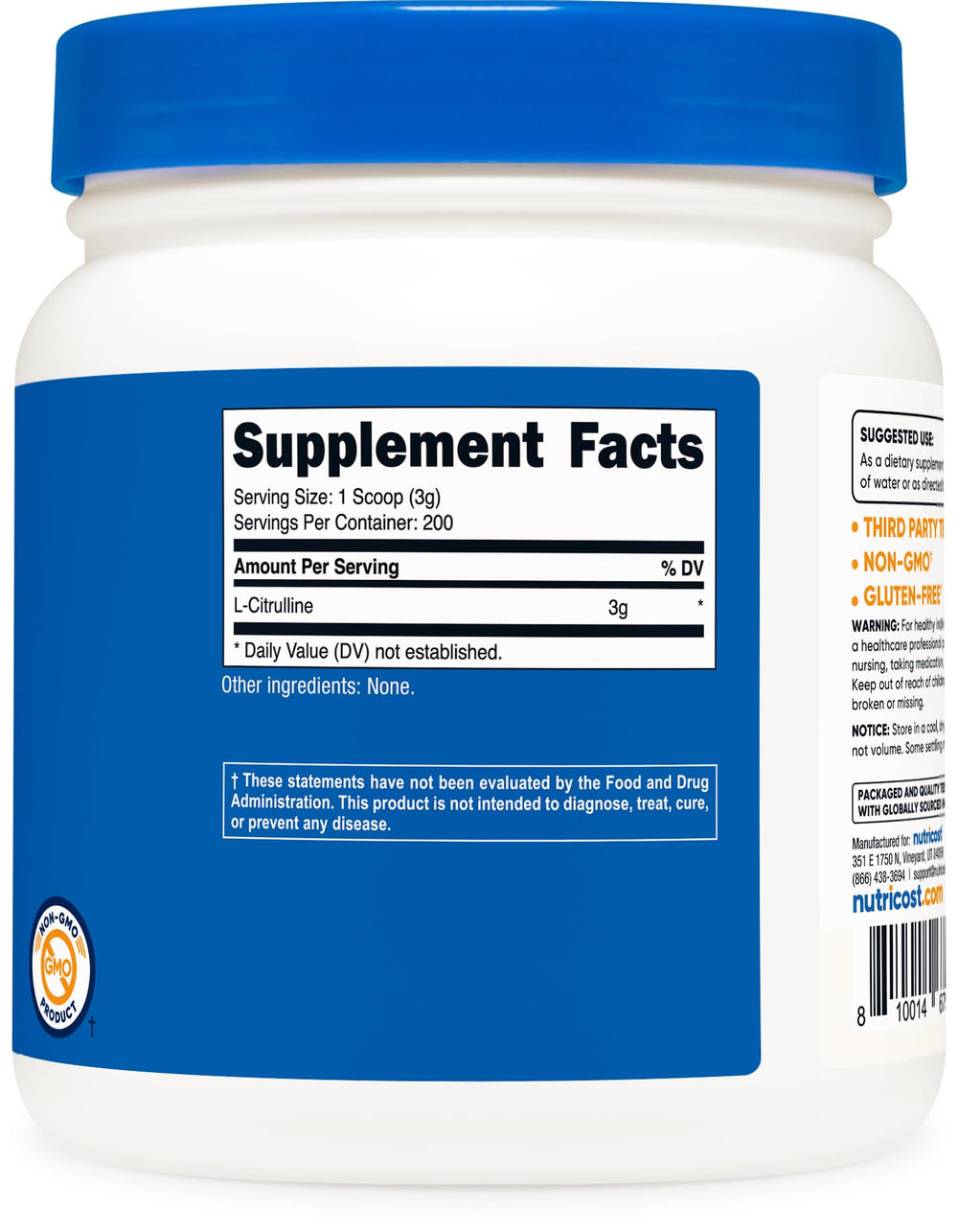Nutricost L-Citrulline base mixed in glass, easy beverage addition