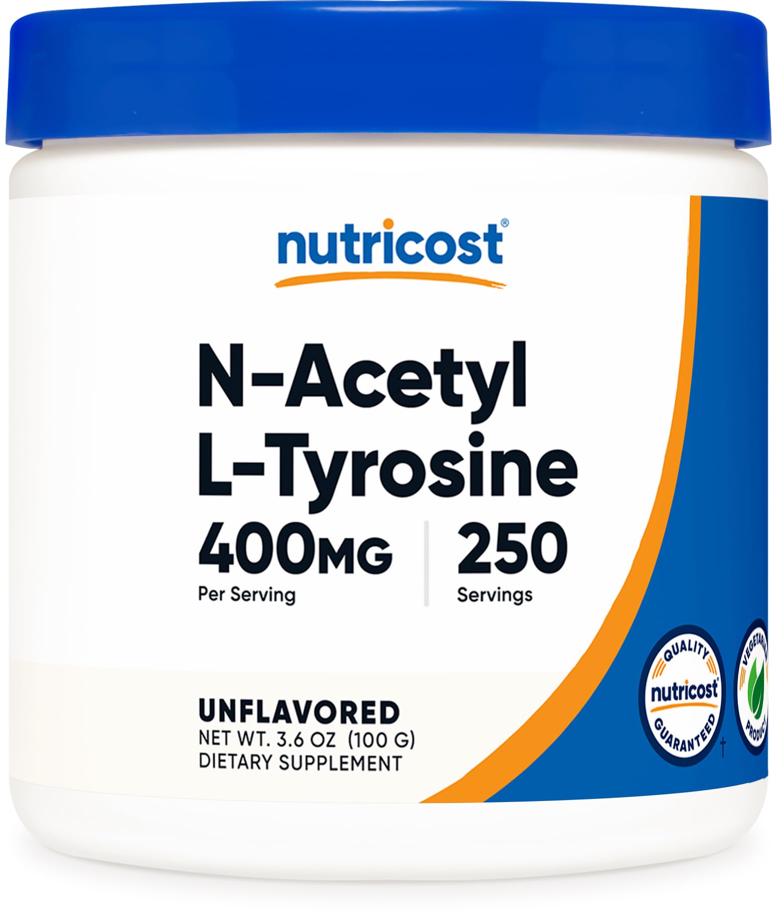 Nutricost NALT powder bottle image highlighting pure formula for daily focus-related support.