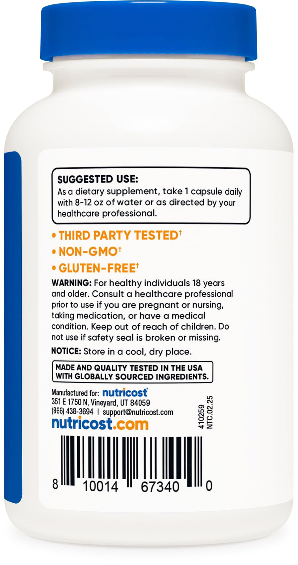 Nutricost Pygeum bottle with cap off and capsules ready for daily use.