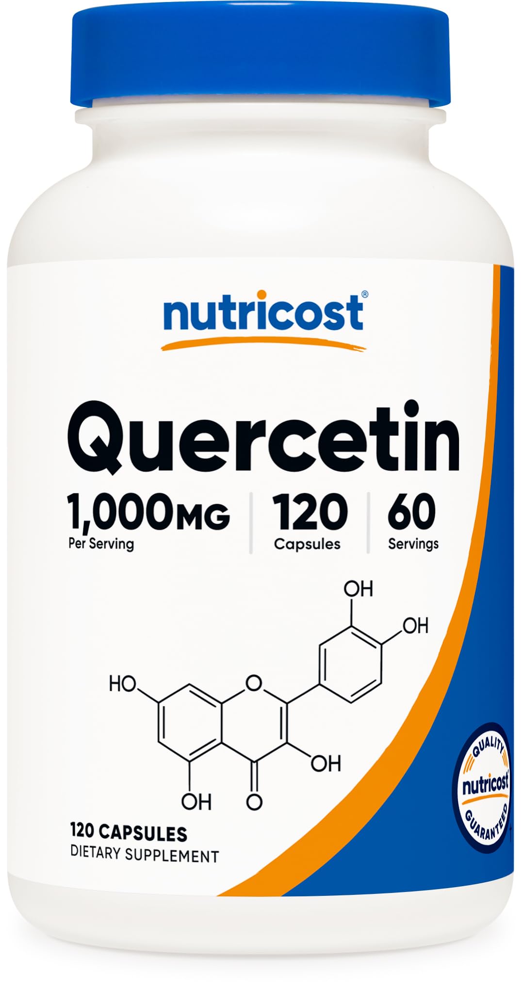 Nutricost Quercetin 1000mg bottle front view with clear labeling and quality cues.