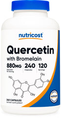 Nutricost Quercetin 880mg bottle front view; supports daily supplementation.