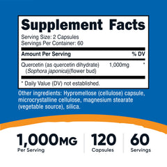 Nutricost Quercetin capsules close-up showing vegetarian capsules for easy swallowing.
