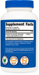 Nutricost Quercetin packaging box emphasizing non-GMO and third-party testing.