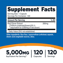 Nutricost Red Clover Blossoms capsules closeup highlighting convenient vegan capsules for daily use