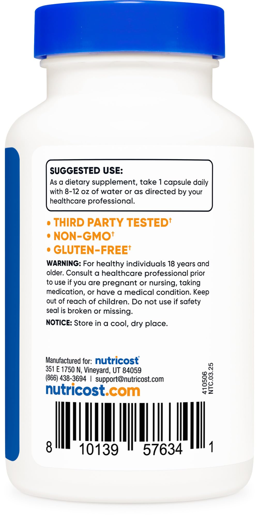 Nutricost Red Clover Blossoms packaging highlighting the bottle and serving information