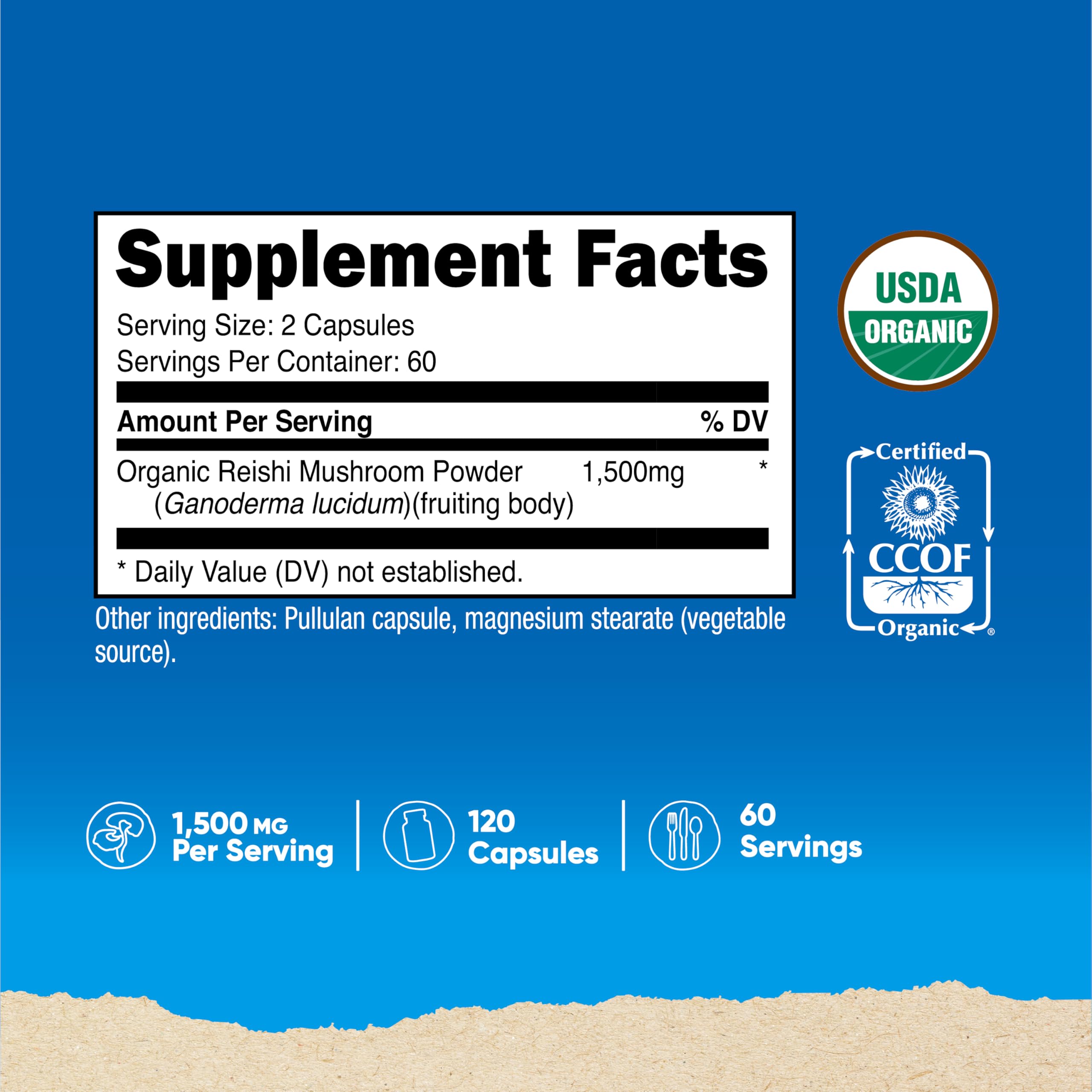 Nutricost Reishi Mushroom Capsules bottle shot emphasizing simple, vegetarian formula
