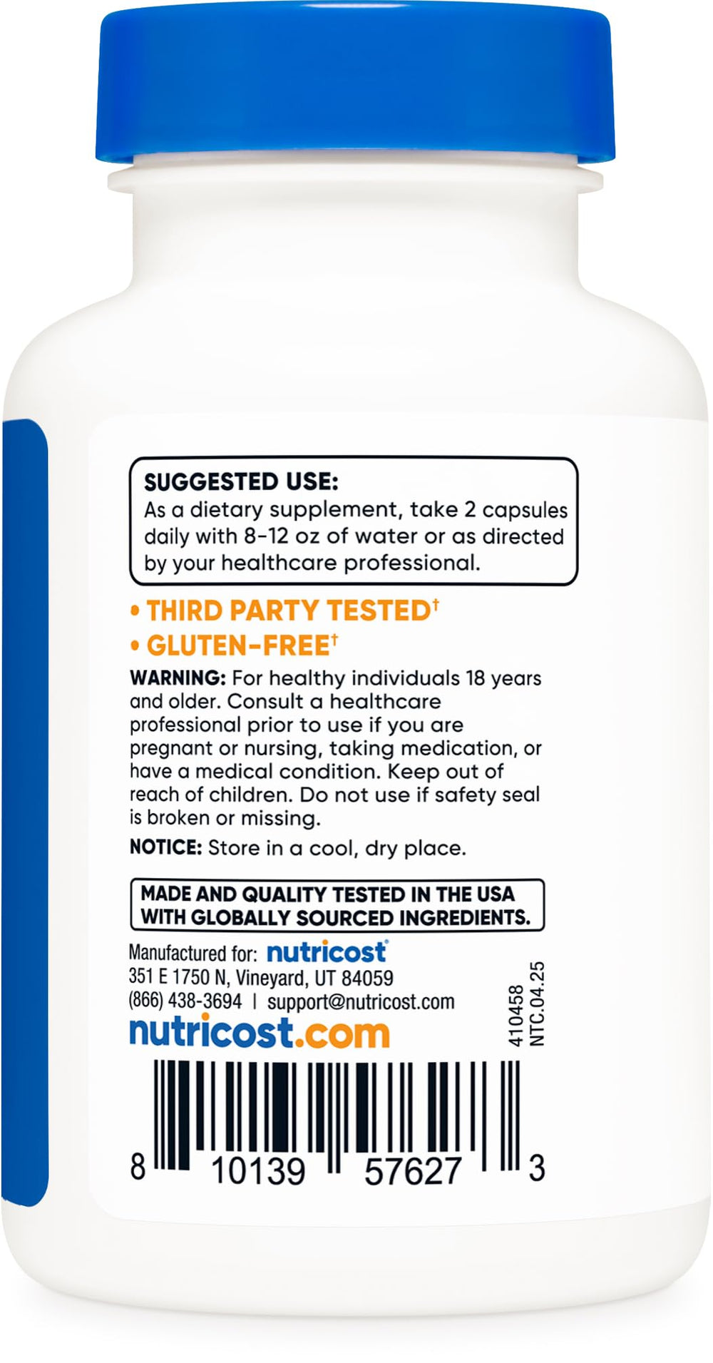 Nutricost Rosemary Extract packaging; clear vegan-friendly formula for everyday use.