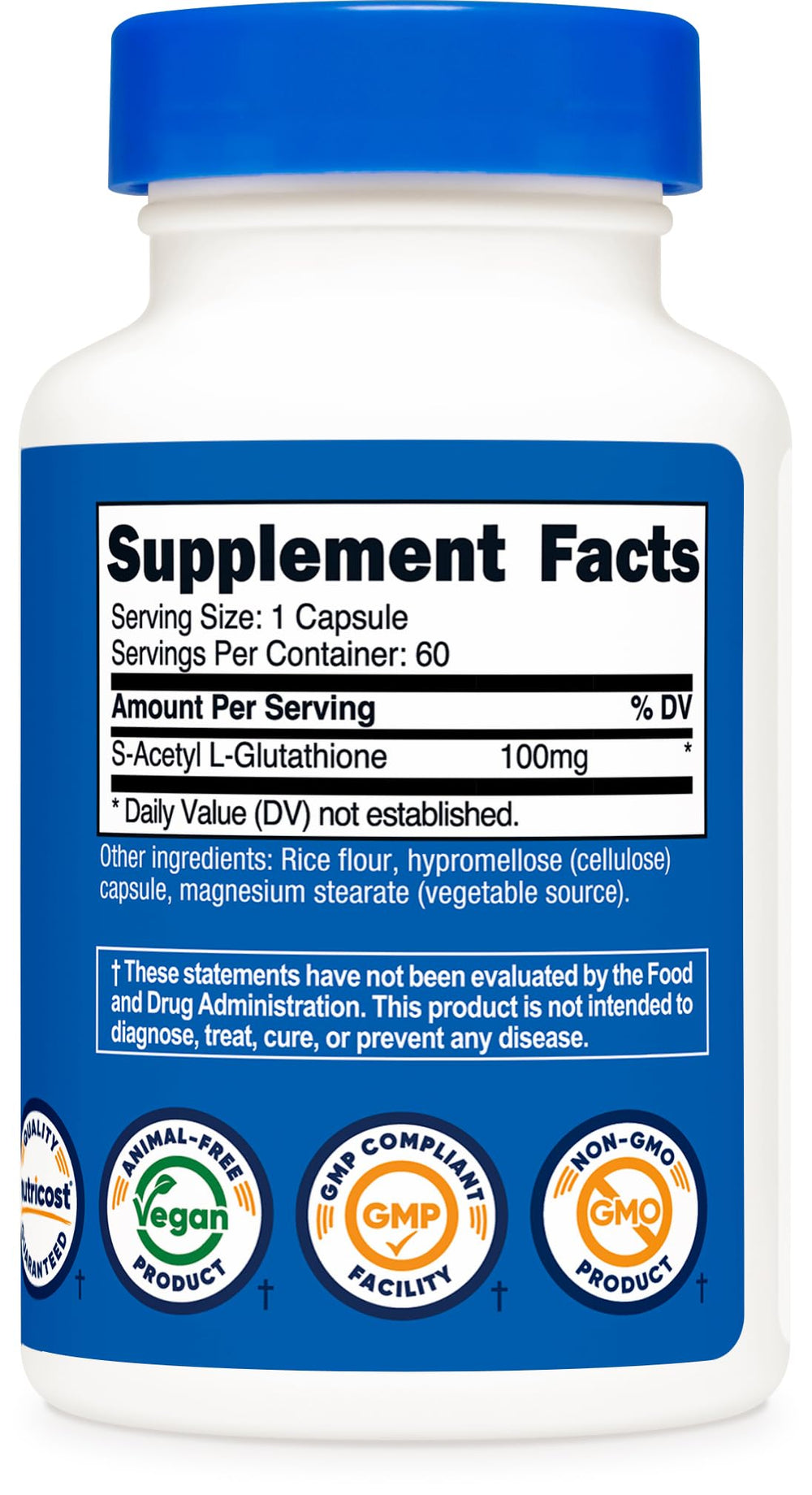 Nutricost S-Acetyl L-Glutathione 100mg bottle in daily routine context.