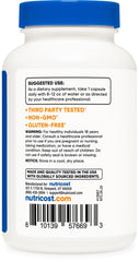 Nutricost Saccharomyces boulardii + MOS serving size details on bottle for daily use.