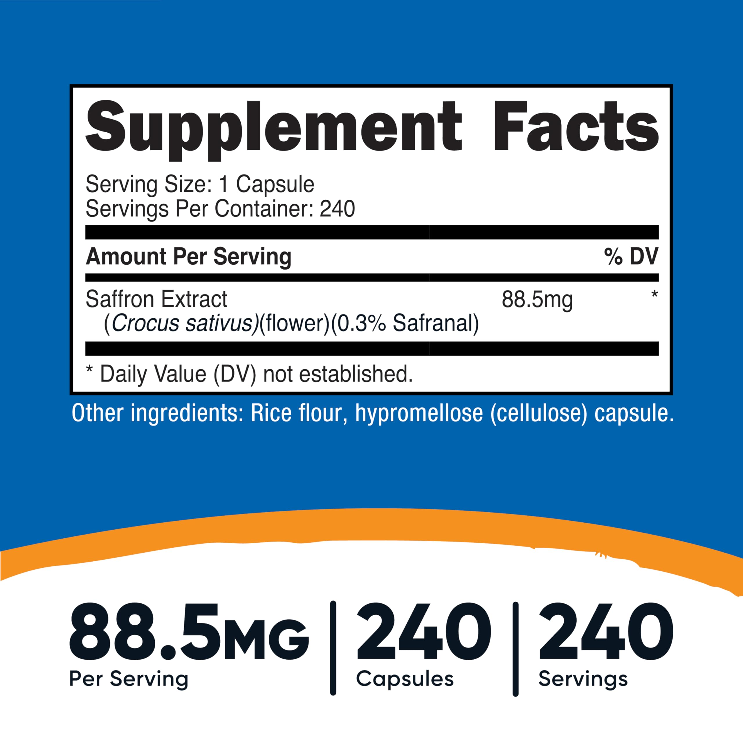 Nutricost saffron capsules closeup; vegetarian capsules for a clean daily ritual.