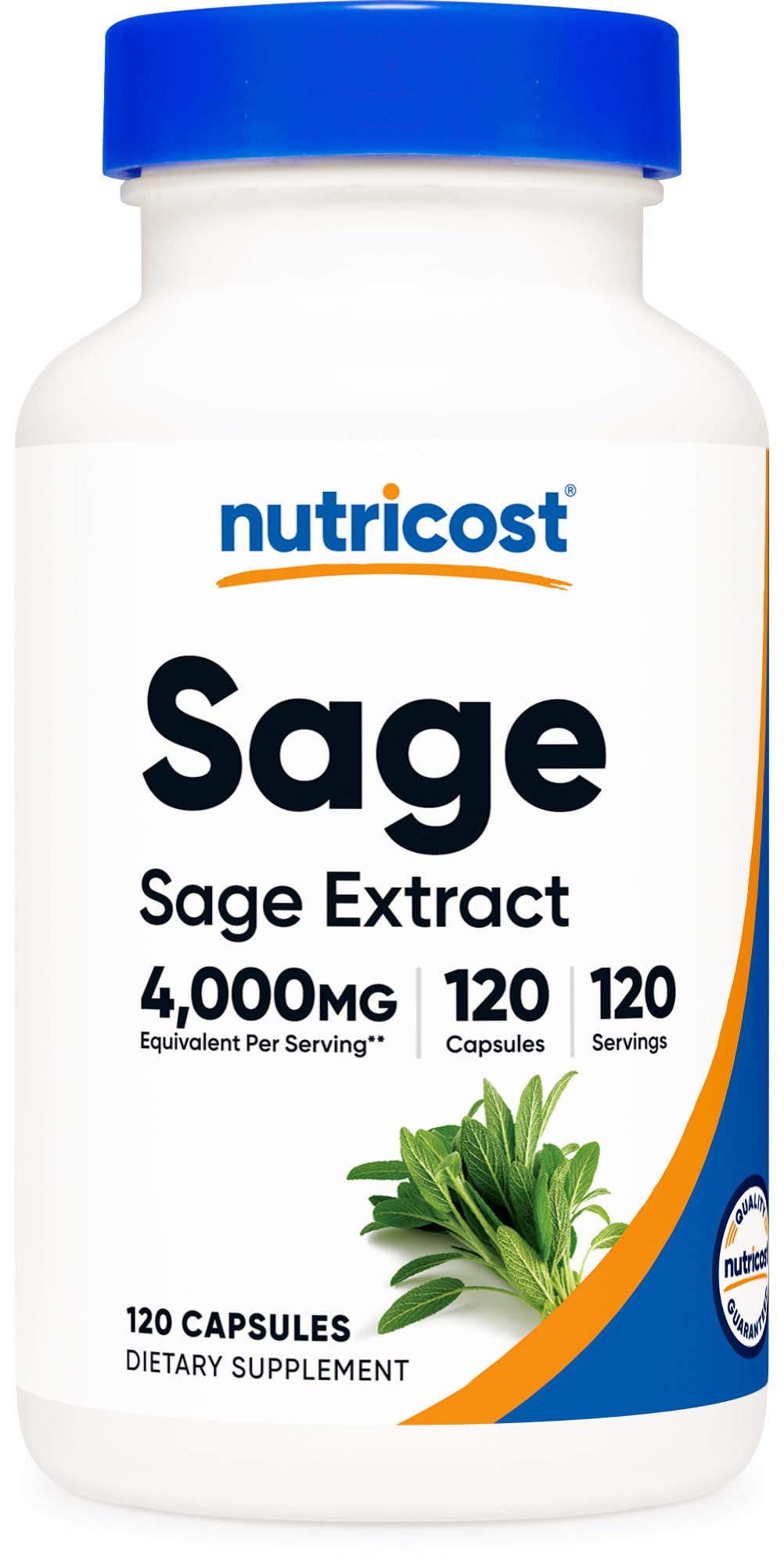 Nutricost Sage Extract bottle with capsules offering potential memory and mental clarity aid.