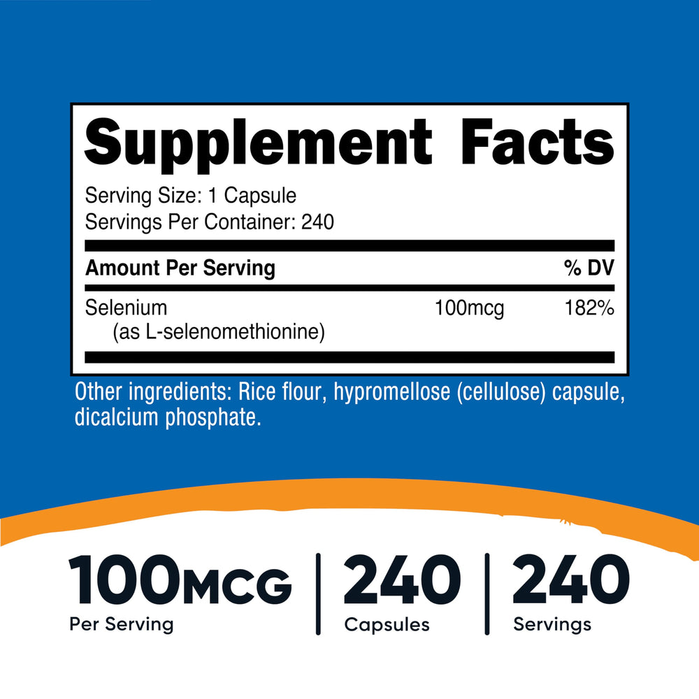 Nutricost selenium capsules closeup highlighting smooth texture and easy intake