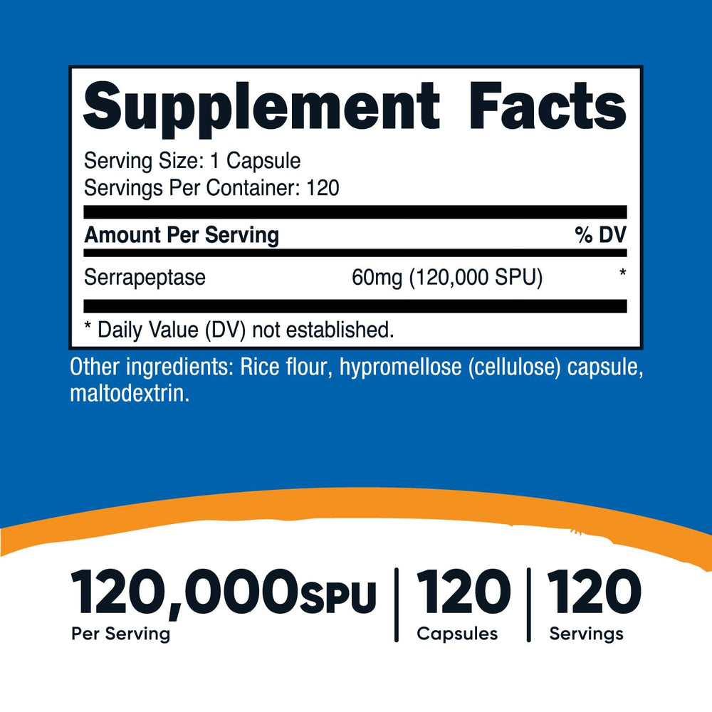 Nutricost Serrapeptase capsules close-up highlighting vegetarian-friendly formula