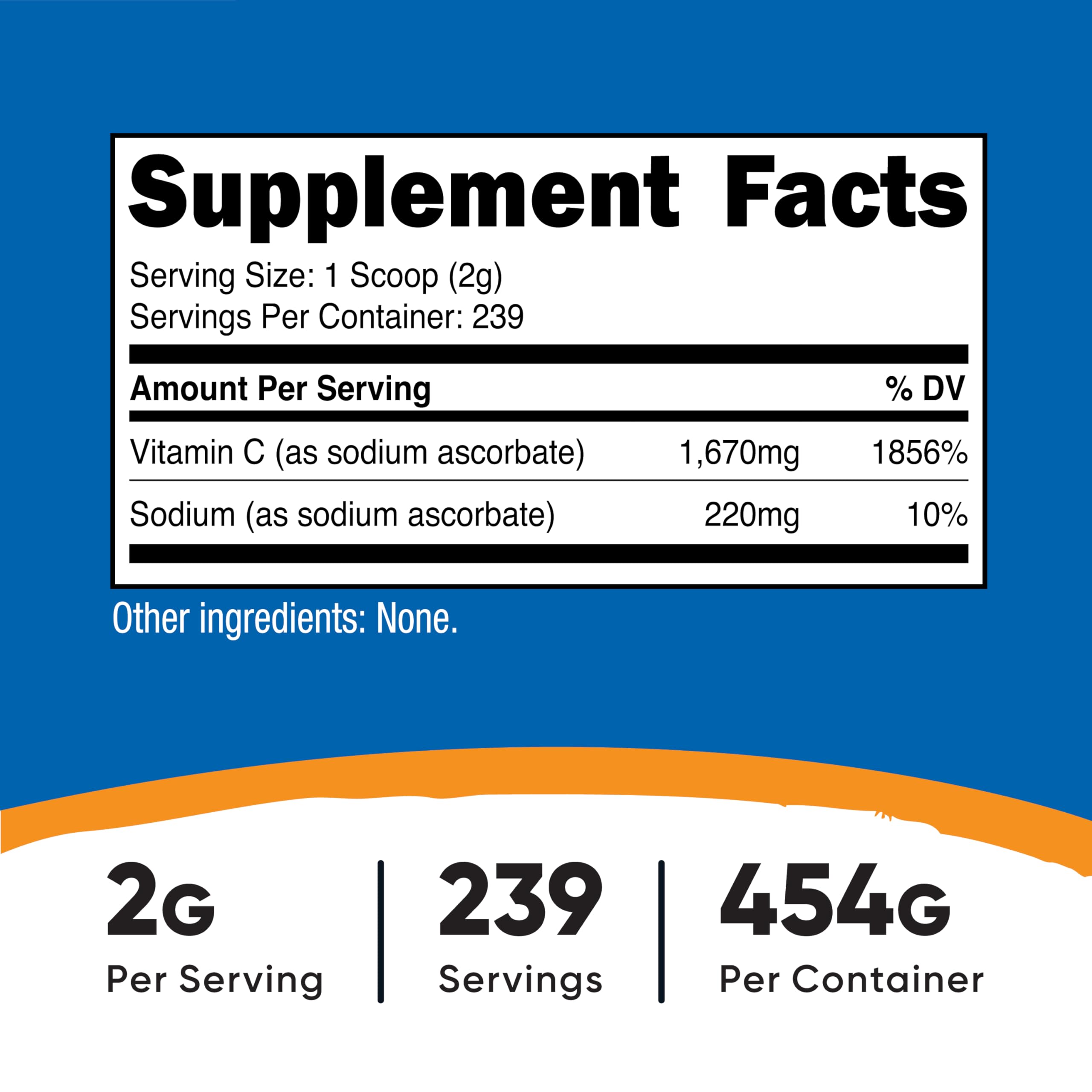 Nutricost Sodium Ascorbate Powder being poured into a glass for easy mixing.