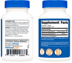 Nutricost softgel capsule closeup highlights easy-to-swallow size