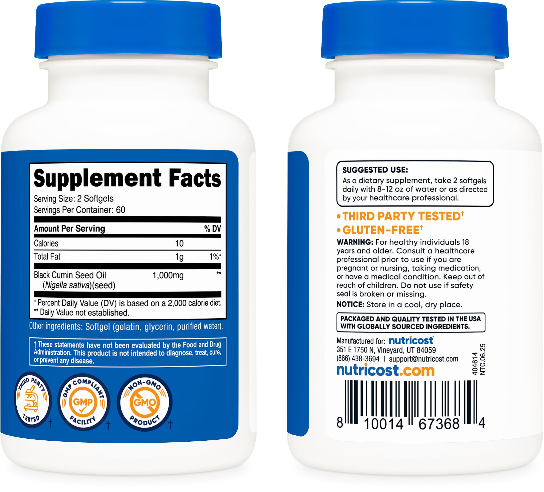 Nutricost softgels pour demonstrating convenient daily intake.
