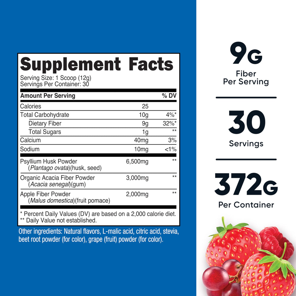 Pouring Nutricost Soluble Fiber berry powder for an easy daily mix.